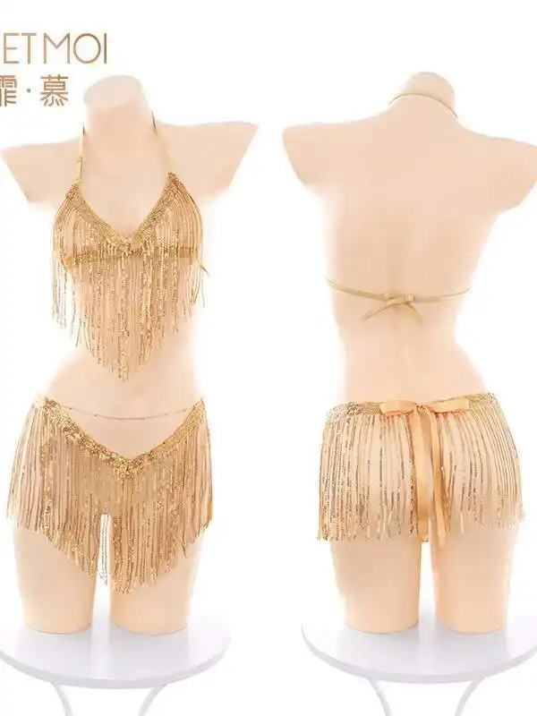 Rumbai Selangkangan Bukaan Perspektif Penari Tiga Titik Set Baju Renang Seksi Pakaian Dalam Wanita Terkena Bokong Emas Fashion Wanita Top CGP7