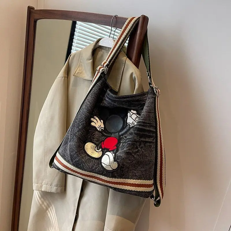 

Disney Cartoon Student Class Cross Body messenger Bag Mickey Mouse Denim Shoulder Bag