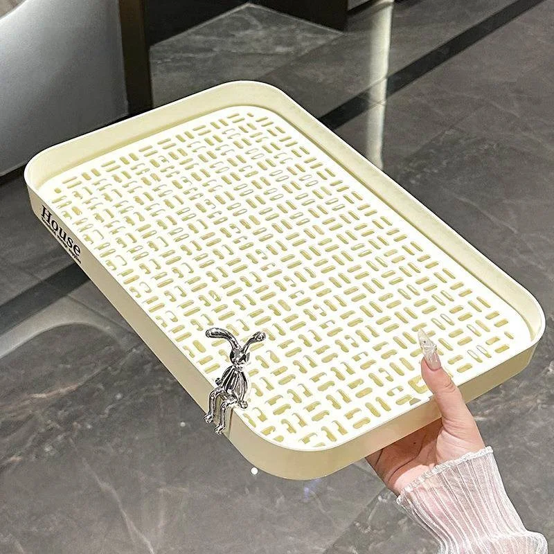 

Tea Tray Living Room Cup Holder Fruit Snack Storage Tray Lightweight Drainage Plate Plastic Material Eight-sided Shape