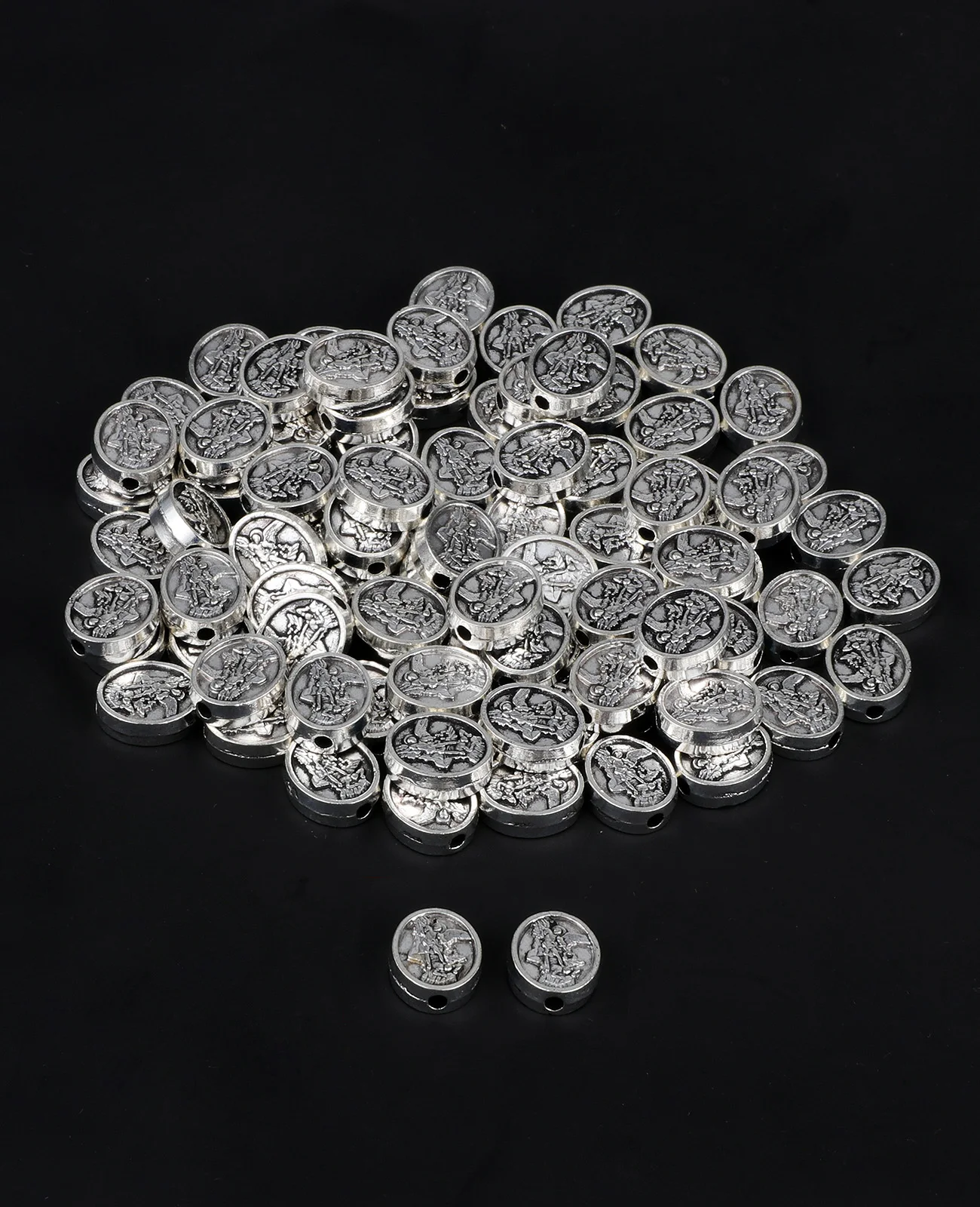 50Pcs/Lot St.Michael Archangel Silvery Spacer Loose Beads DIY Rosary Necklace Bracelet Parts Making Accessories Communion Gifts