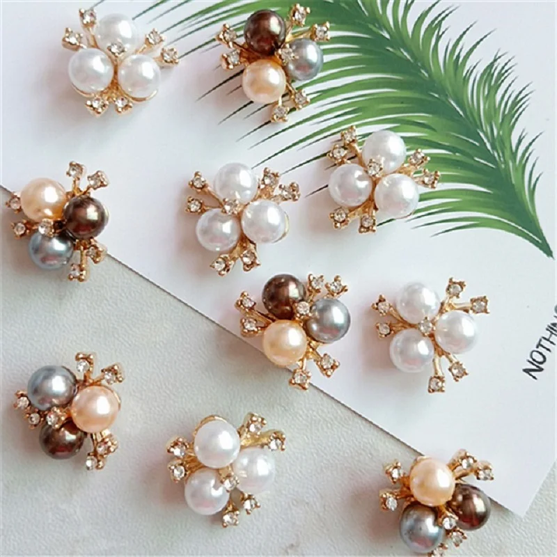 

50pcs Alloy Pearl Rhinestone Stamen Flat Bead For Sewing Craft Bride Pendant Ancient Costume Hair Headwear Bag Clothes Case DIY