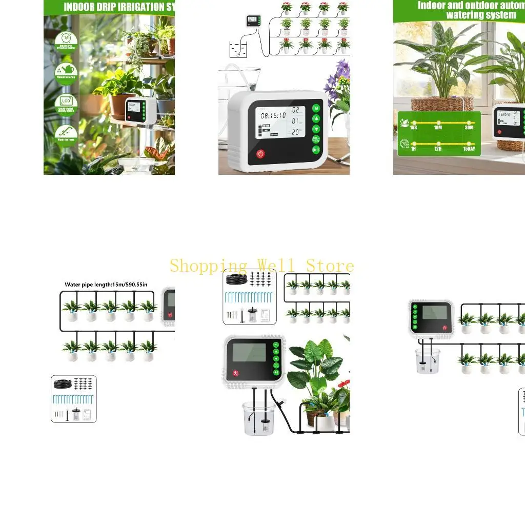 KX4B Home Garden Watering Device ABS Automatic Irrigation System with Control Screen, Tubing Route for Indoor Pots, Balcony