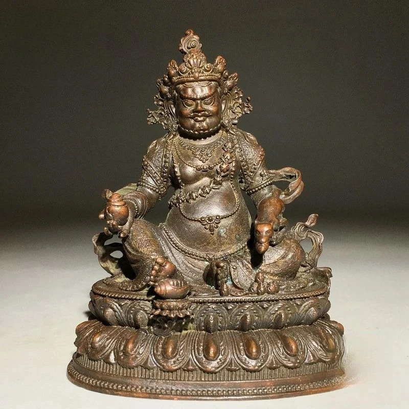 Antique Brass Tibetan Buddhist Yellow Jambhala Tsanbala Statue Buddha Statue Statues for Decoration Home Decor