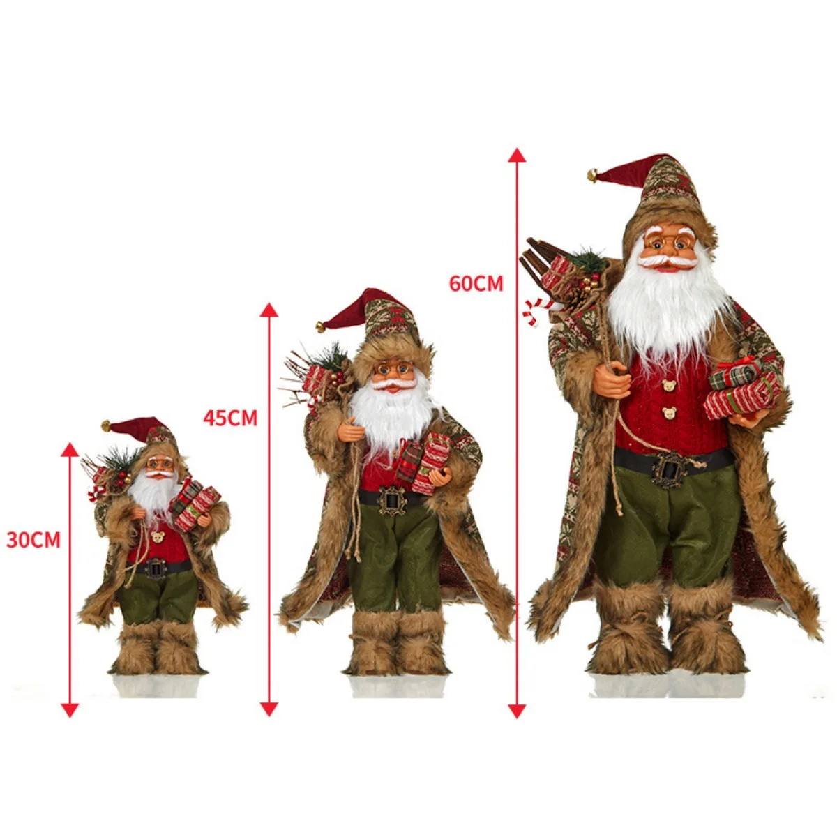 60cm Big Santa Claus Doll Red Pink Gold Standing Santa Claus Sculpture Christmas Home Decor 2024 Happy New Year