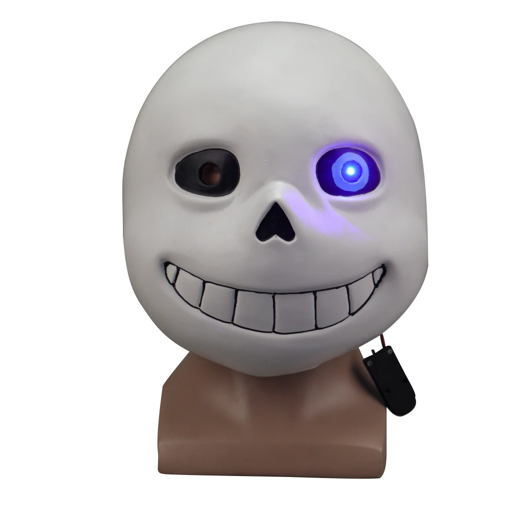 

Маска Санса из игры Undertale, полноразмерная, со светодиодной подсветкой, для взрослых, латексная, для косплея, аксессуар для вечеринки на Хэллоуин