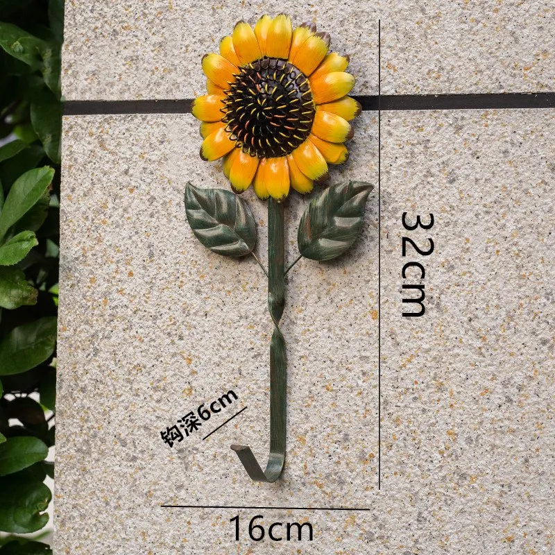 2Pcs Metal Sunflower Key Holder Creative Vintage Wall Mounted Key Hook - Retro Cast