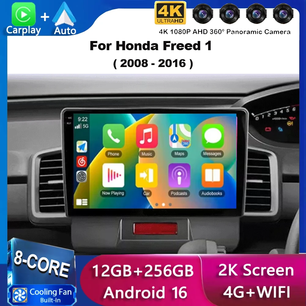For Honda Freed 1 2008 - 2016 Right hand drive Carplay 4G+WIFI GPS Car Radio Navigation Multimedia Video Player Stereo Android16