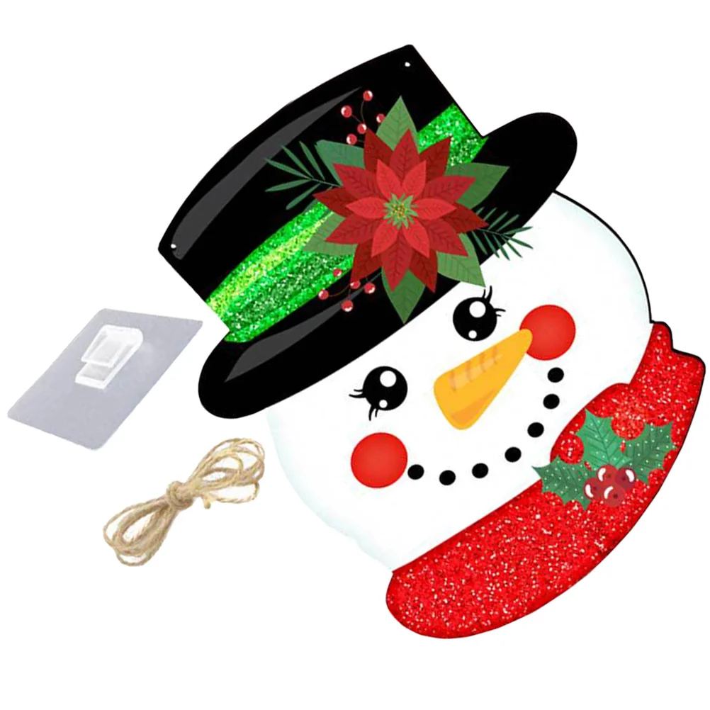 

Christmas Wooden Door Sign Snowman Hanging Plaque Farmhouse Style Xmas Ornament Front Door Decoration Christmas Hanging Sign