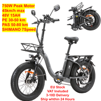 B20 Folding Electric Bike 750W, 45km/hMax Speed, 48V 15Ah Removable Battery, SHIMANO 7-Speed, IP65 Waterproof, 20\