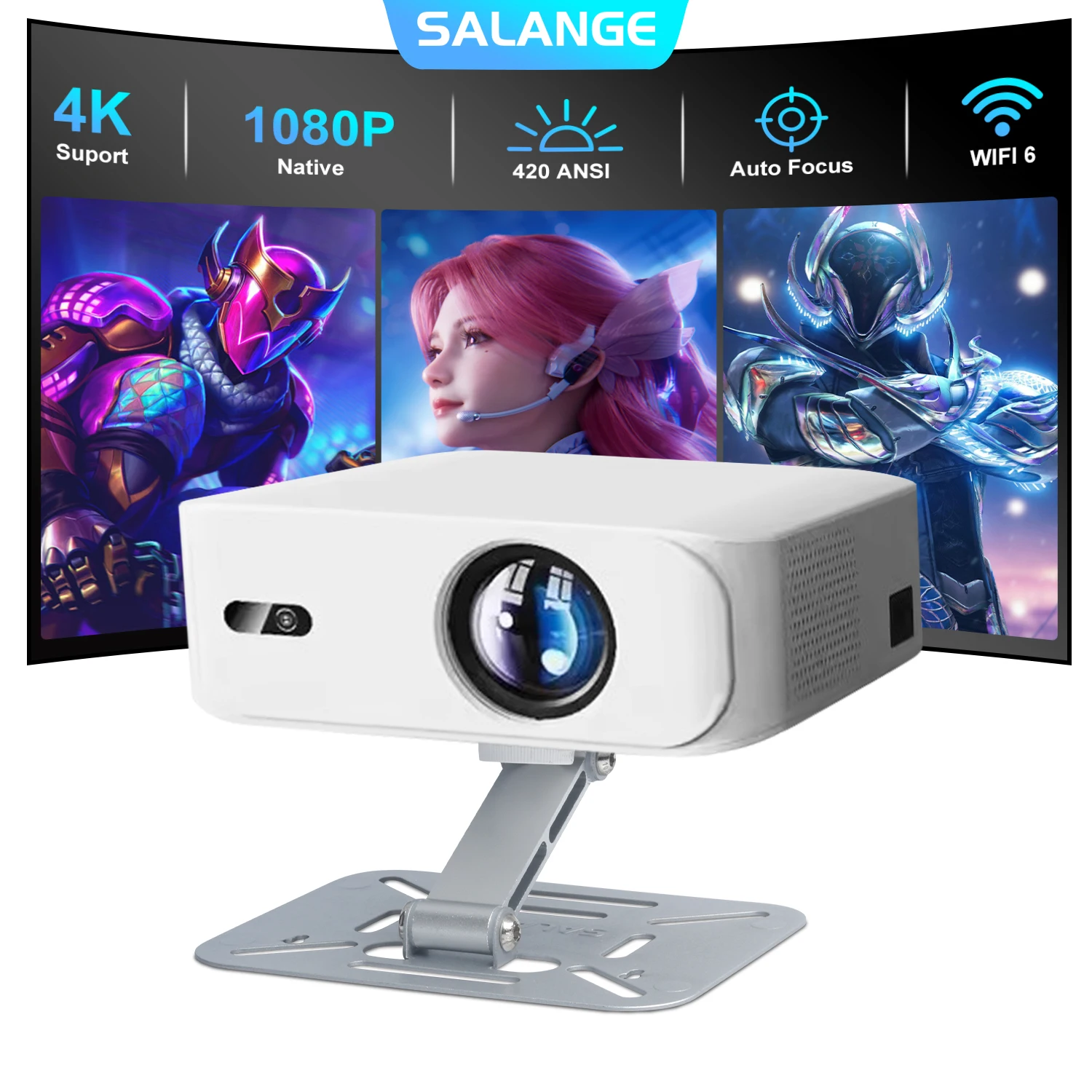 

Salange 420ANSI V318 4K Projector Native 1080P Auto Focus & Keystone Correction Allwinner H713 Android11 BT5.2 WIFI6 Home Cinema