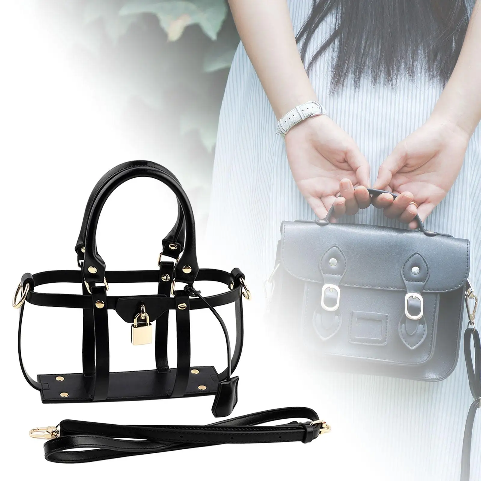 DIY Handmade Tote Bag with PU Leather Parts Shoulder Handles Fashion Craft Tool Set for Women Luxury Handbag Accessories