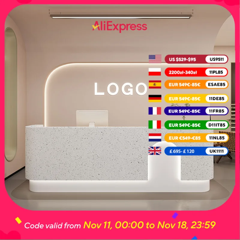 

Beauty Logo Reception Desks Display Aesthetics Business Luxury Reception Desks White Modern Empfangstheke Office Furniture