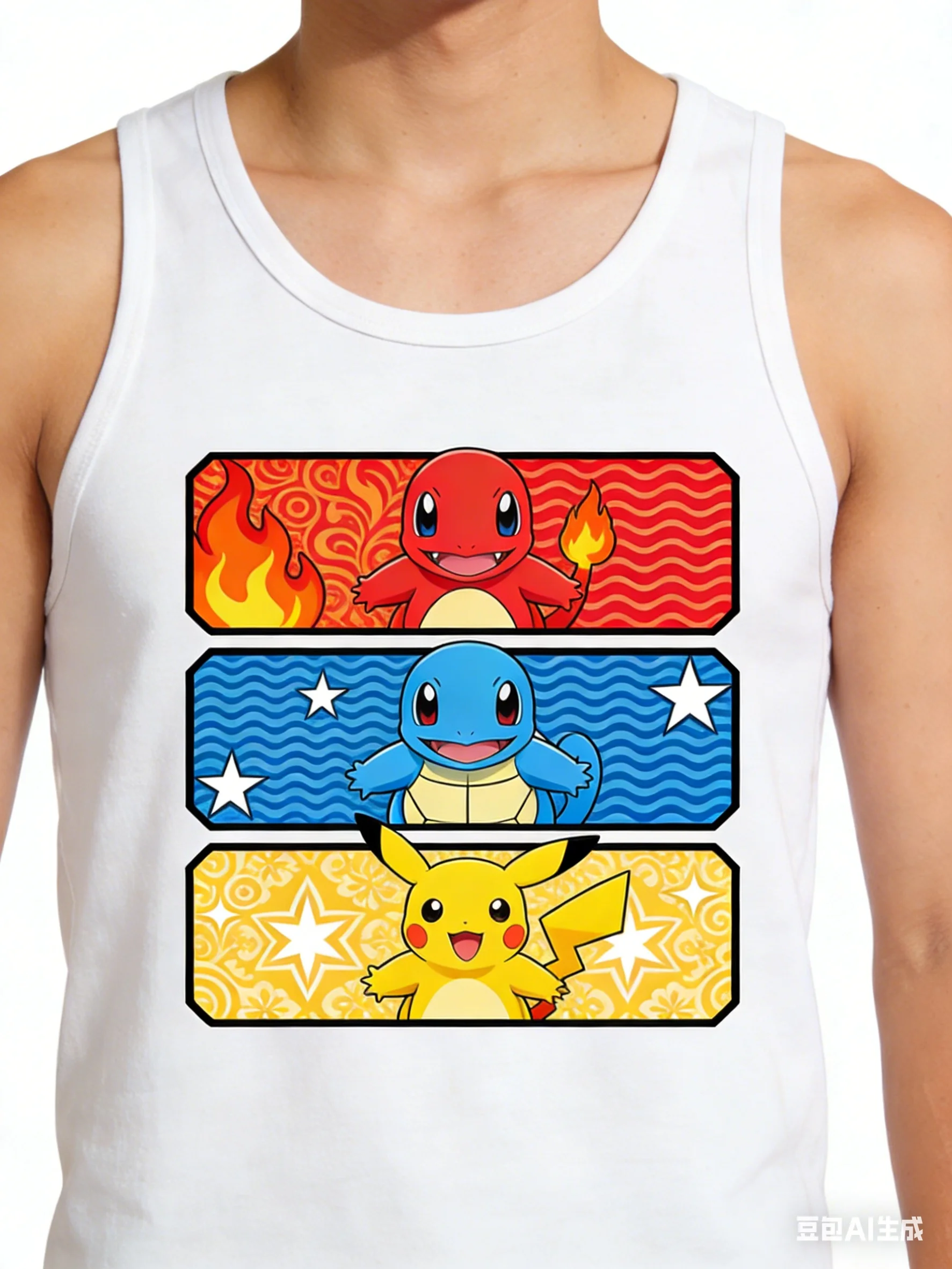 

Pokémon Collaboration Vest T-Shirt Summer Loose-Fit Versatile Anime Print Top