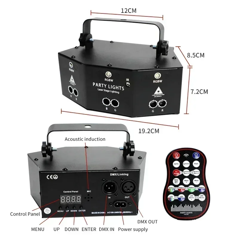 Terbaru RGB 9-eye efek pencahayaan panggung KTV pengendali jarak jauh lampu kilat dalam ruangan Bar kinerja pesta suasana disko lampu Laser