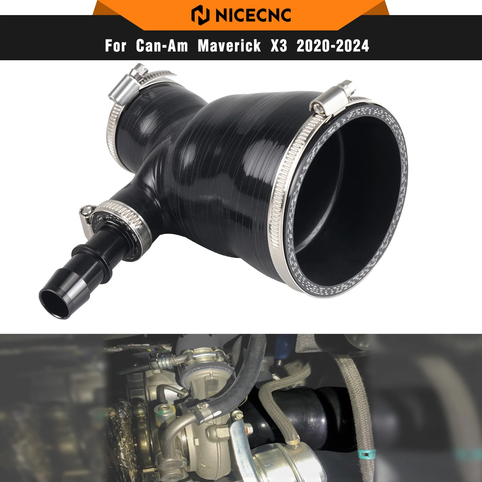 NICECNC For Can-Am Maverick X3 2020-2024 UTV Silicone Intake Hose Kit For X3 RS X3 DS X3 4x4 Turbo DPS X3 Max R RR Silicone