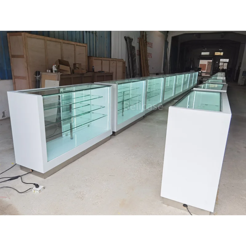 (customized)Modern Custom Smoke Shop Cabinet High End Store Display Counter Jewelry Glass Showcase