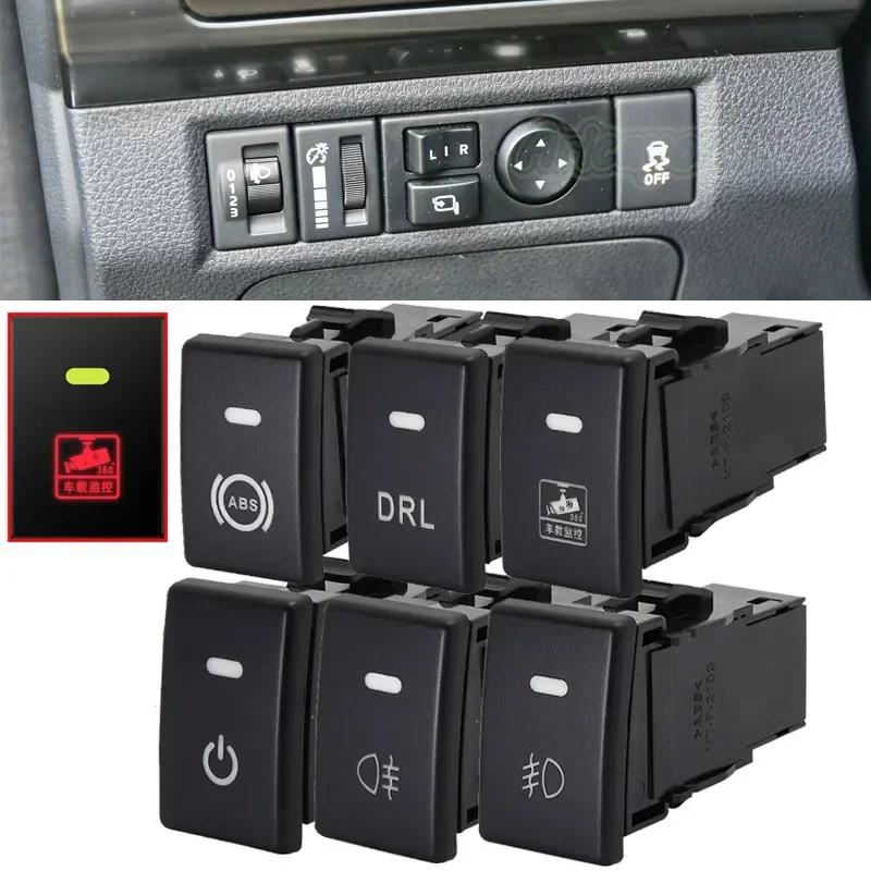 Car ABS DRL Driving Recorder Power on Off Front Rear Fog Button Switch with Connecting Wire for ISUZU MU-X D-MAX SPARK CROSS