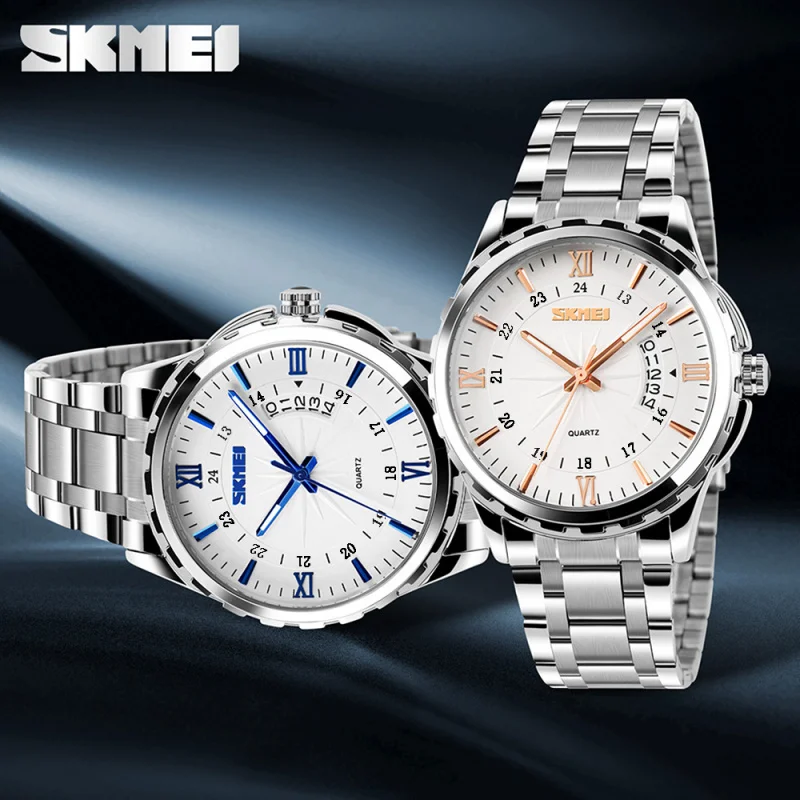 Skmei 9069Men's Luminoso Calendário Único Relógio de Negócios Masculino Cinto de Aço Requintado Relógio de Quartzo À Prova D 'Água