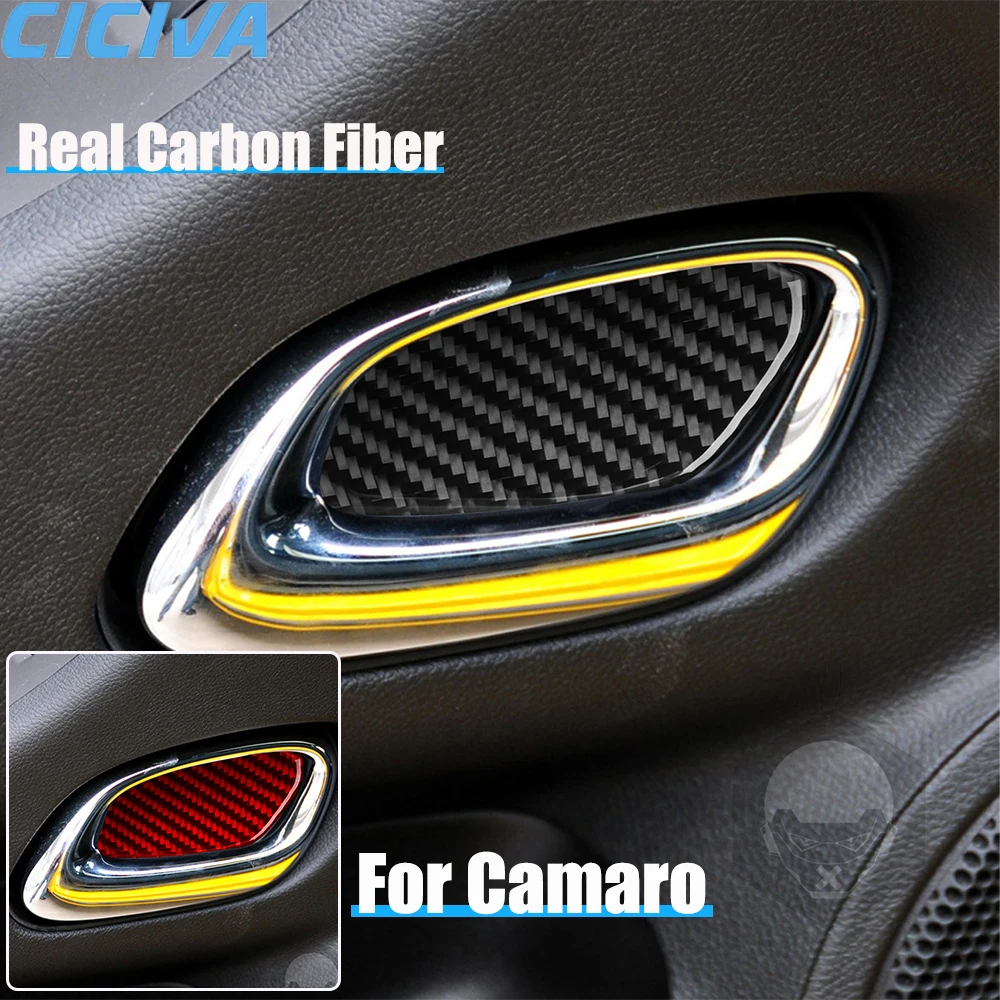

Real Carbon Fiber Car Accessories Door Handle Bowl Trim Decorative Cover Soft Sticker For Chevrolet Camaro 5th Gen 2010-2015