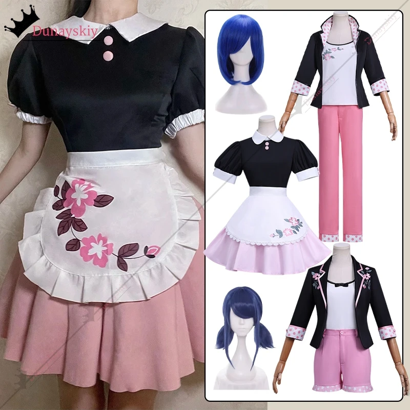 

Anime Lady Reddy Cosplay Costume Black Coat Pink Shorts Casual Women's Uniforms Miraculouss Kawaii Disguise for Adult Women