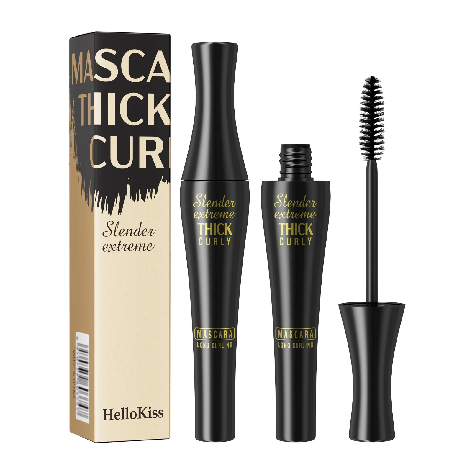 Dickes schwarzes Auge schwarz natürliche schlanke drei dimensionale Curling Mascara Primer grenz überschreitende Augen Mascara Kosmetik für Frauen