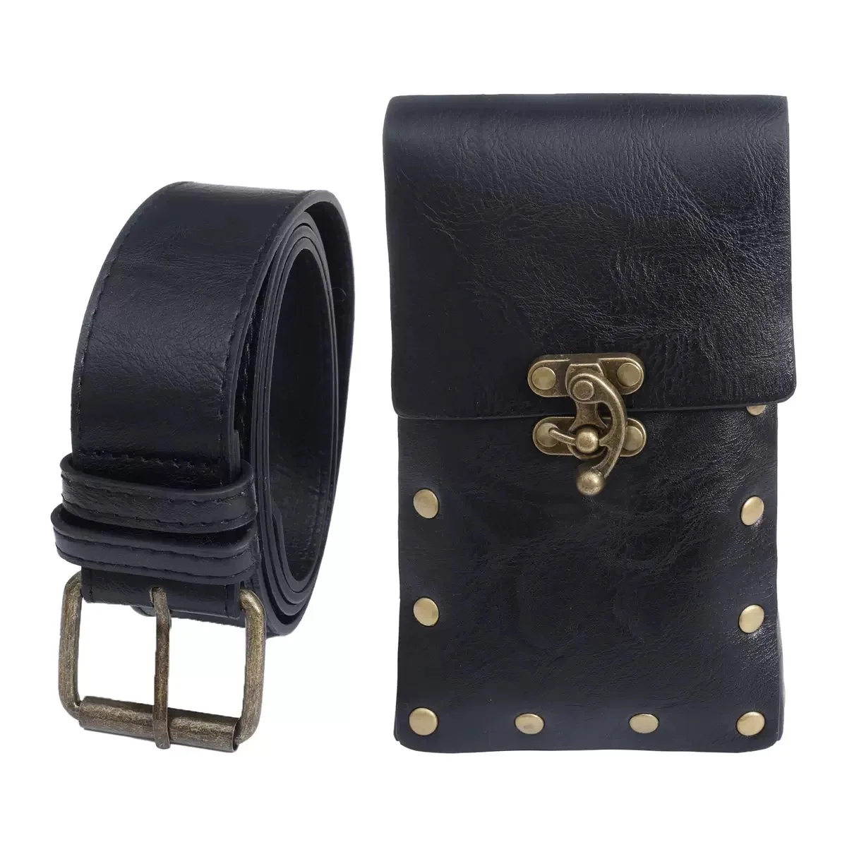 Nordic Medieval Retro Viking Style Three-Piece Belt and Waist Bag Set for Men and Women Role Play