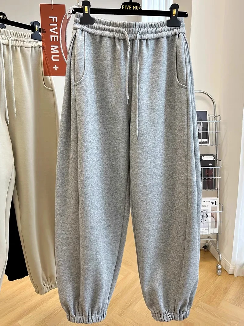 Samantha Wind 2026 New Women's Elastic Waist Drawstring Pleated Loose Cuffed Sweatpants Casual Harlan Pants Korean Style