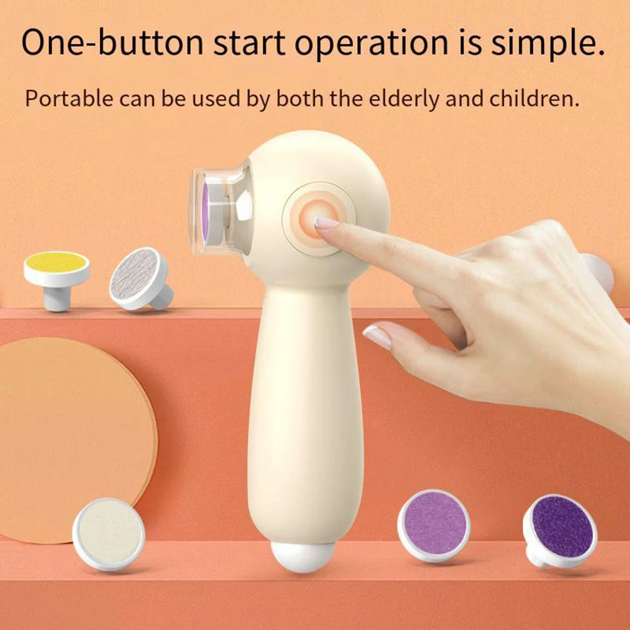 Lucidatore elettrico per unghie 6 teste per levigare le unghie con due velocità di assistenza per l'illuminazione della forbice per lucidare le unghie