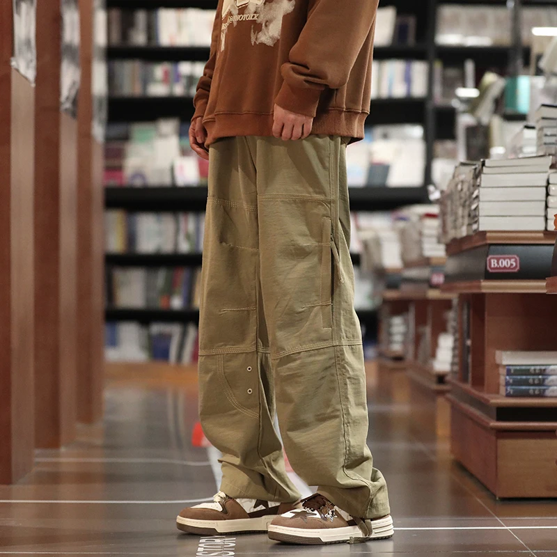 

Мужские повседневные брюки в японском ретро-стиле, прямые, на весну-осень, в американском стиле, рабочие брюки для лесорубов, модные молодежные
