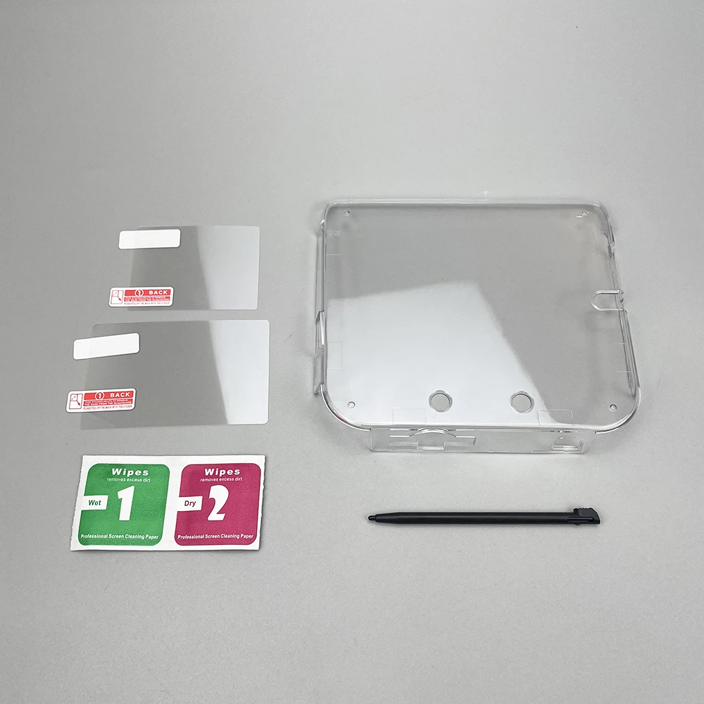 Anti Scratches Case Clear Crystal Hard Housing Cover Shell For 2DS Anti Scratches Transparent Case & Screen Protective Film &Pen