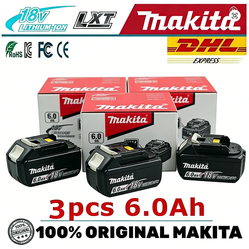 

6000mAh Makita 18V Original/Genuine Battery Replacement for BL1830B BL1850B BL1850 BL1840 BL1860 Lithium Power Tool Battery
