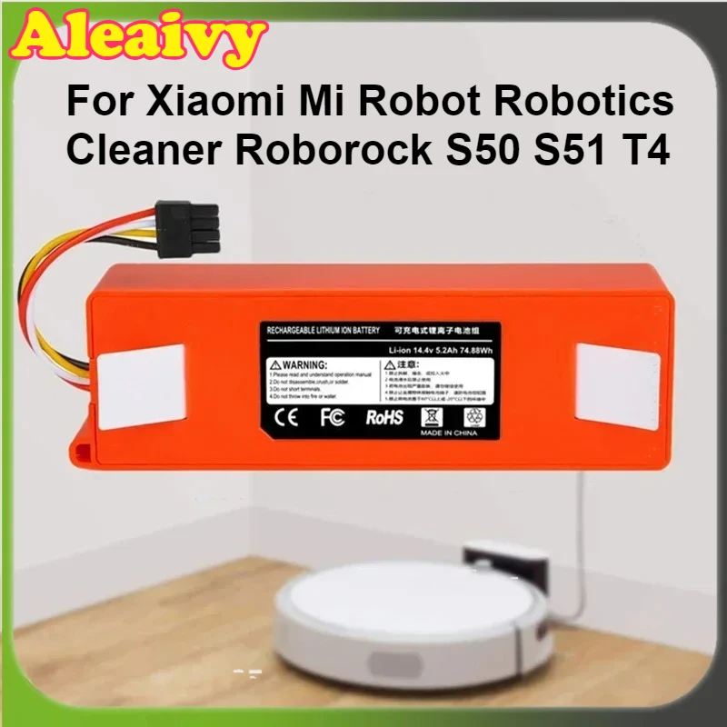 

Aleaivy 5200mAh Li-ion Battery Vacuum Cleaner Accessories for Xiaomi Mi Robot Robotics Cleaner Roborock S50 S51 T4 14.4V 6.5Ah