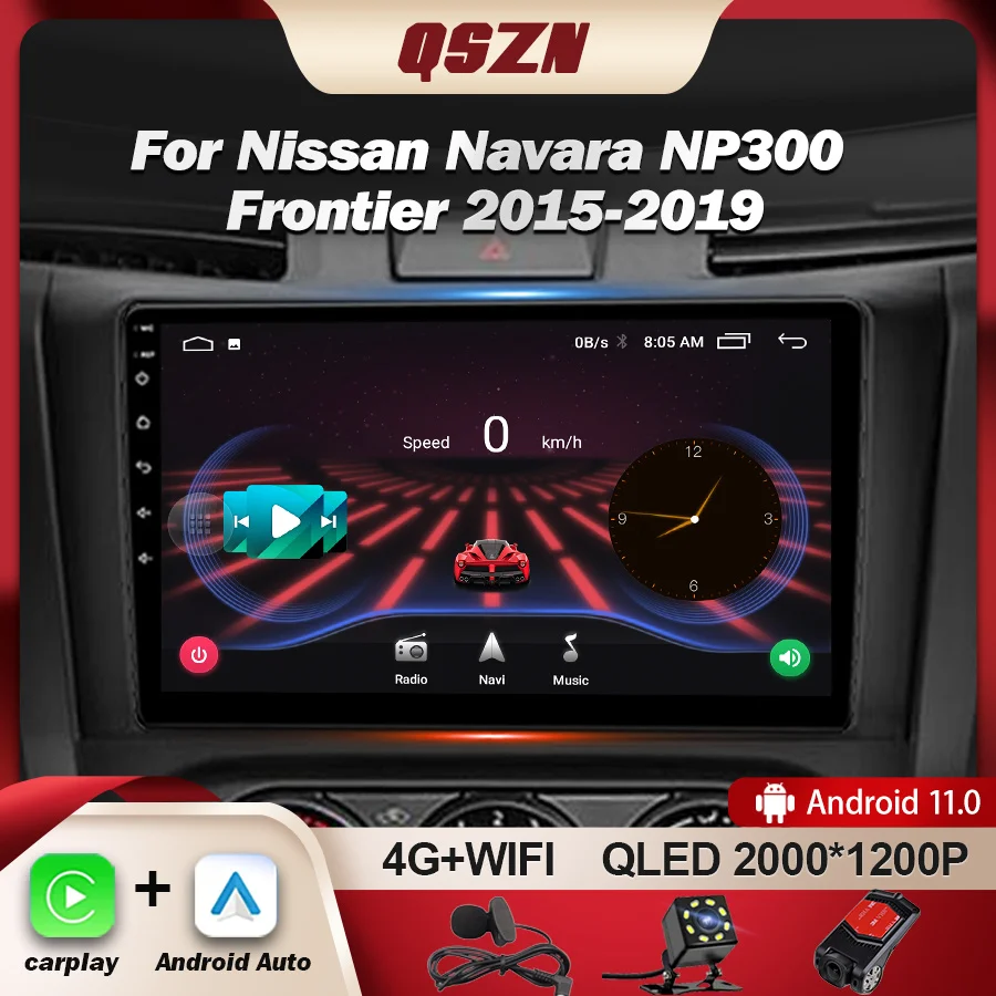 

QSZN для Nissan Navara NP300 Frontier 2015-2019 Android 13 Snapdragon Carplay автомобильный радиоприемник мультимедийный плеер Навигация стерео WiFi