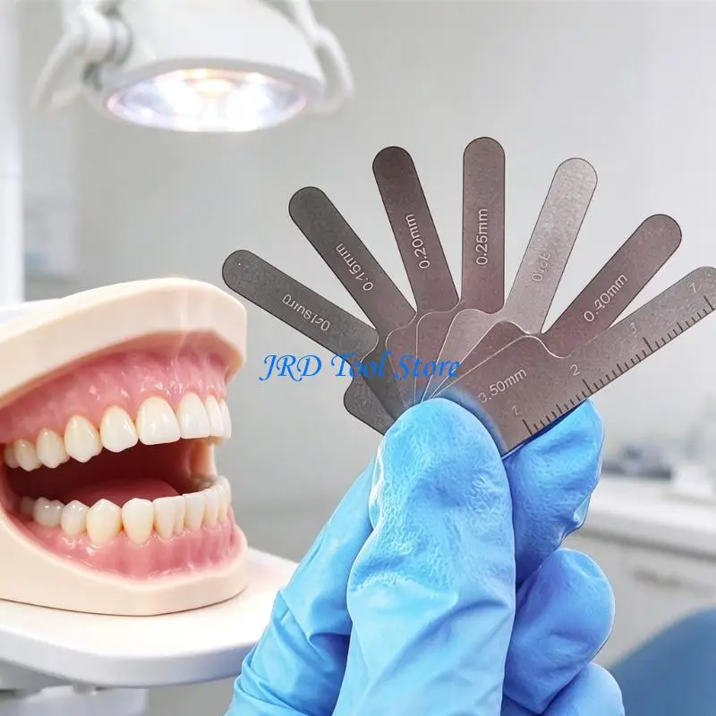A2UD 304 Stainless Steel Dental Measuring Tool with Seven Coupled Metal Strips