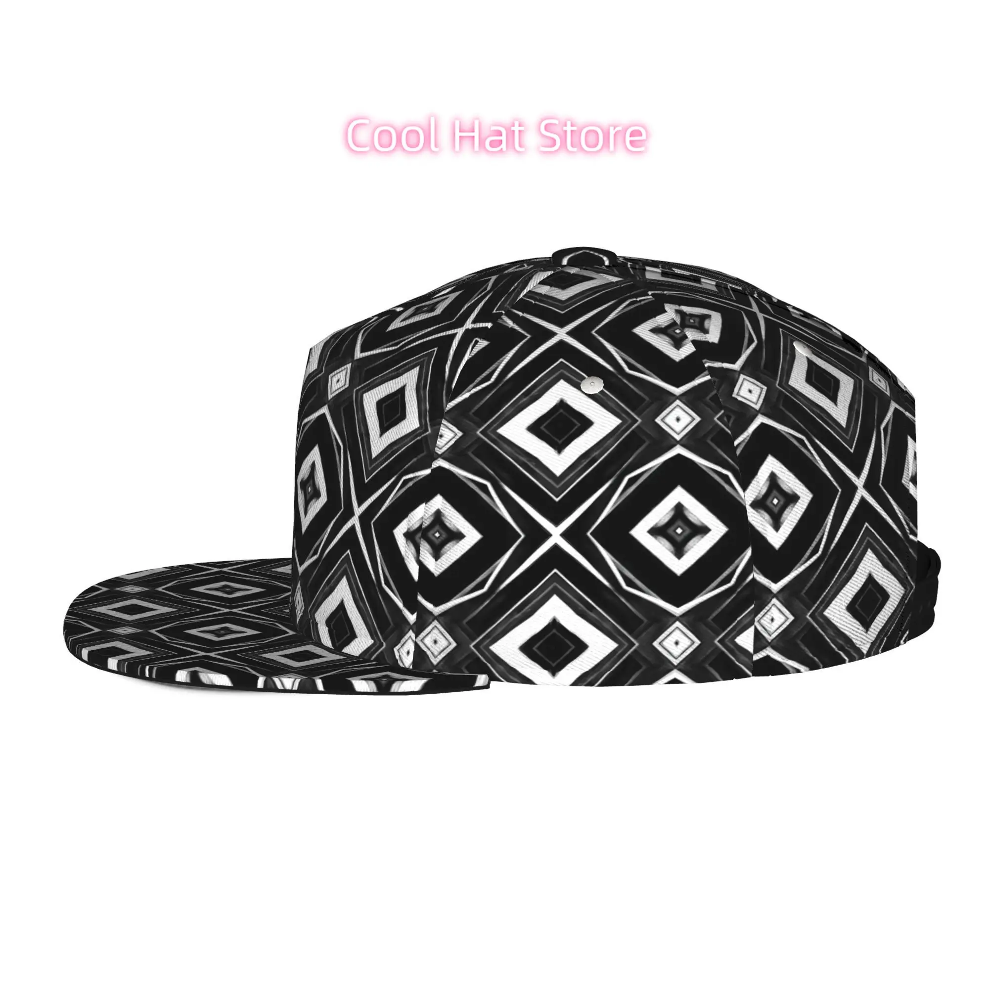 Men's & Women's Baseball Cap with Adjustable Snap-On Brim & Flat Top Design - Lightweight Abstract geometric mosaic pattern