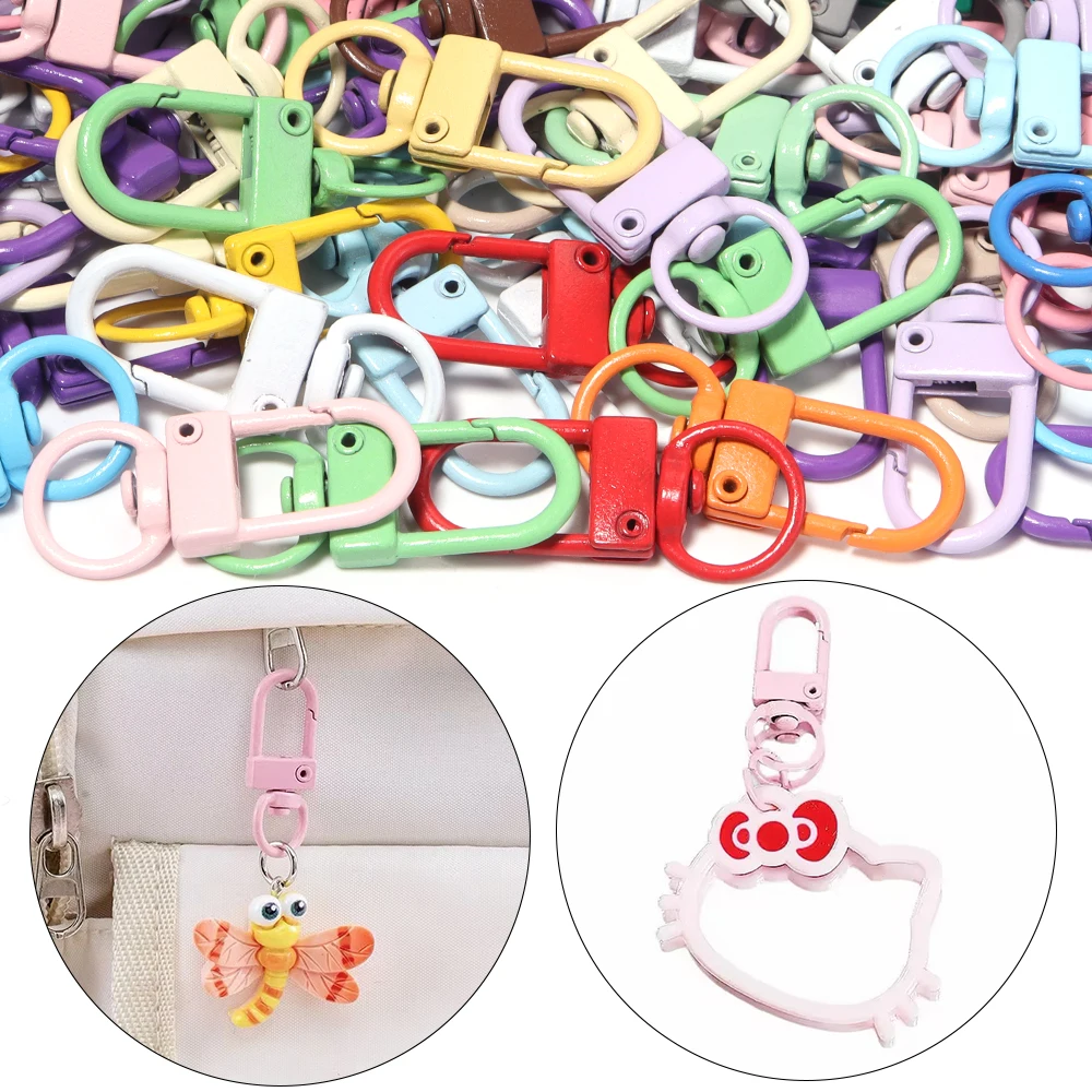 10 Stück/Set Bunte Karabinerhaken aus Legierung, Drehbare Schlüsselanhänger-Haken für DIY-Handtaschen, Gürtel, Hundegurte, Schlüsselanhänger-Zubehör – Detail 2