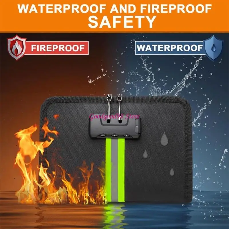 

Flame Immune Securable Document Bag Impermeable Multiple Pocket Storage Green