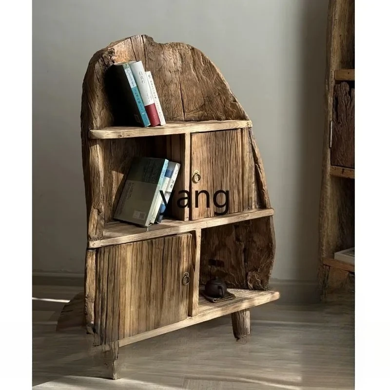 LTT solid wood floor-to-ceiling tea room household pastoral partition bookshelf tea and red wine