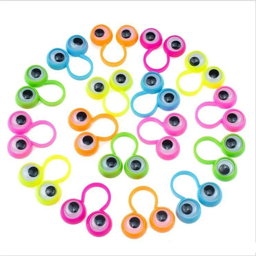 100Pcs Fun Eye Ring Finger Puppet Toy Set for Kids Boy Girls Birthday Party Baby Shower Gift Pinata Halloween Gift Decoration