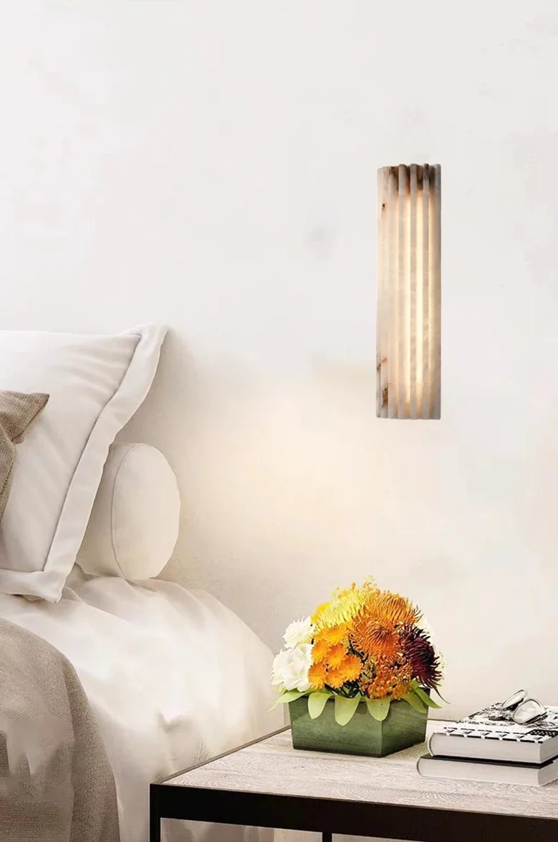 Creative Real Marble LED Wall Lamp Art Room Sconce