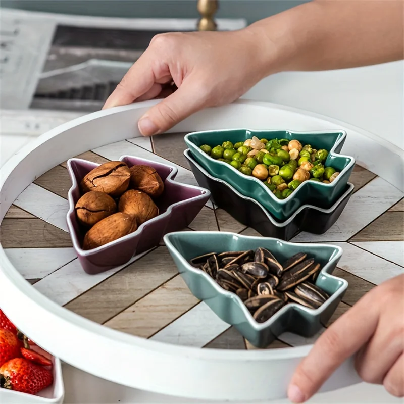 Zielony ceramiczny talerz w kształcie choinki, uroczy talerzyk na przekąski w kształcie choinki, odpowiedni na przyjęcia, dekoracja stołu, c