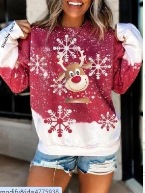 

Женский осенне-зимний свитер, модный повседневный теплый мягкий рождественский свитер с капюшоном в европейском и американском стиле, вязаный топ с принтом оленя