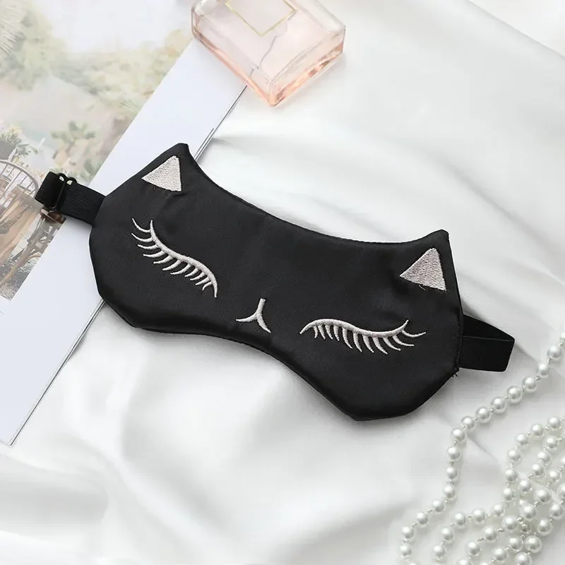 Imitated Silk Sleep Eye Mask Night Mask Eyes Cover Smooth For Women Men Fox Travel Relax Eyepatches Night Breathable Blindfold