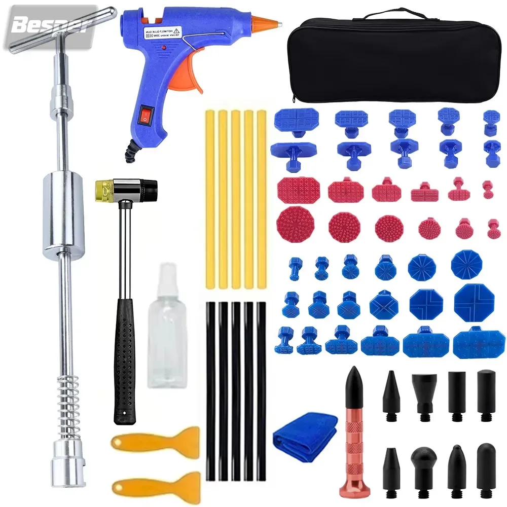 

Paintless Dent Repair Kit Slide Hammer T-bar Dent Puller Removal Glue Gun Kit for Auto Body Dents Hail Damage Door Ding