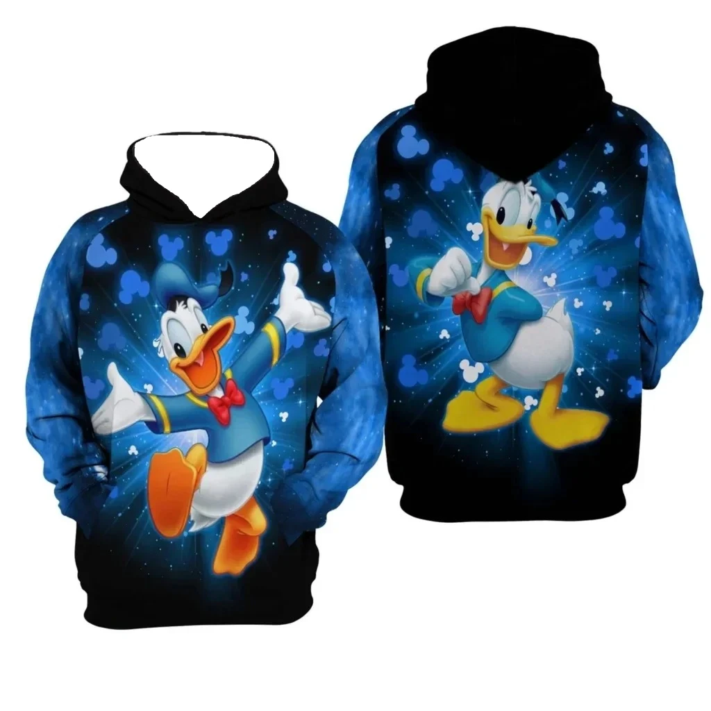 للجنسين مقنعين البلوز ديزني هوديي دونالد داك ثلاثية الأبعاد البلوزات الملونة الرجال حجم كبير موضة زوجين هوديي #1