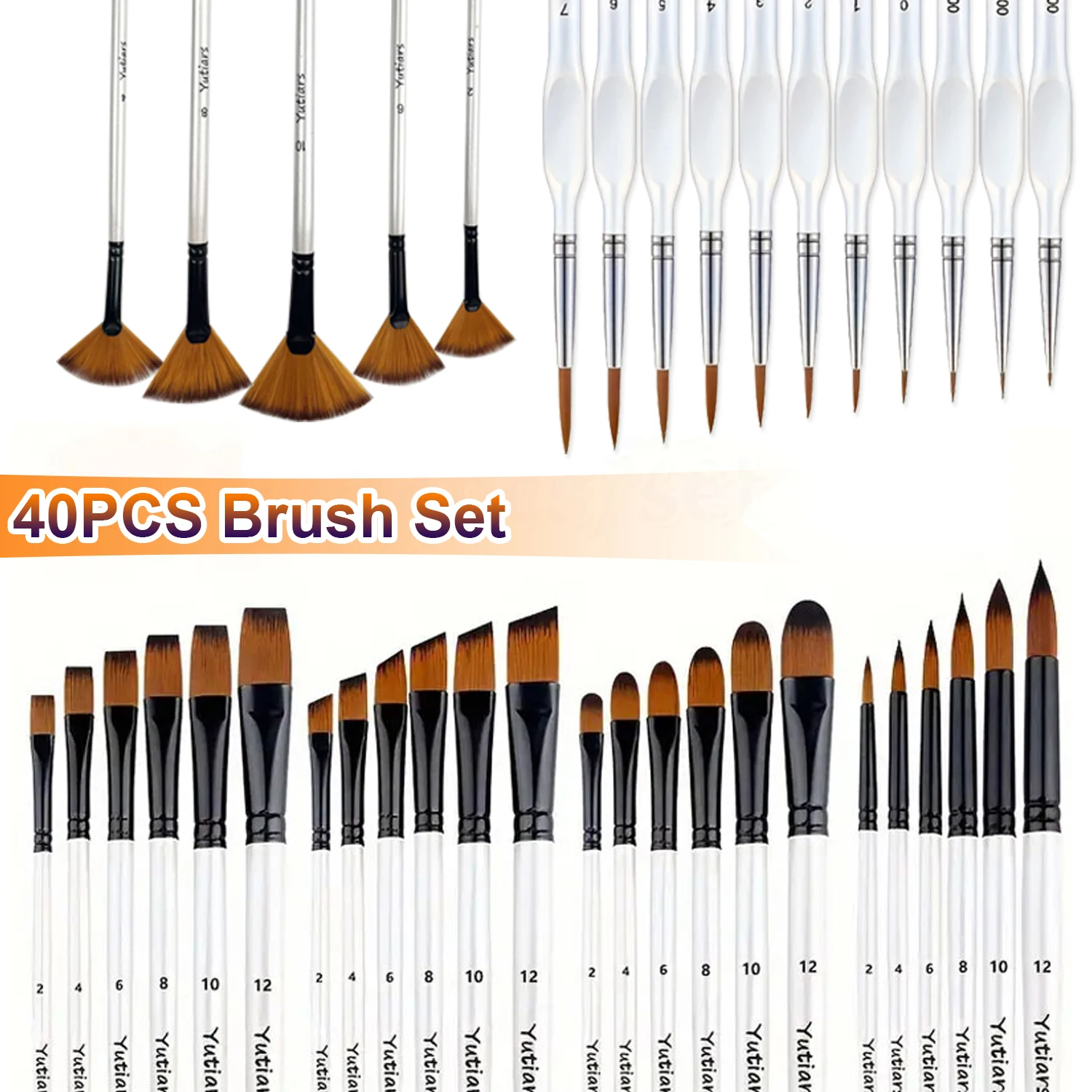 

40pcs Professional Artist Painting Brush Set, One Set for All Needs, Oil Painting,Acrylic Painting