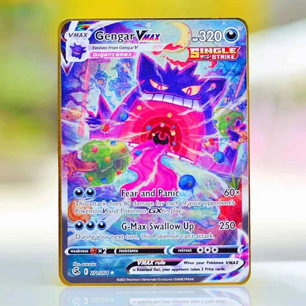 Carte Pokemon Metallo Pokémon Lettere Oro Tcg Mewtwo Vmax Blastoise Pikachu Vstar Anime Carte collezionabili Giochi da tavolo Giocattoli per bambini Regali