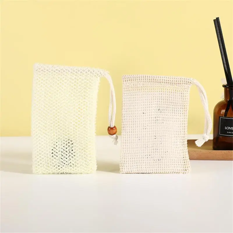 Natural Sisal Soap Bag Saver Pouch Bar Soap Exfoliating Mesh Bags for Shower Soap Holder Bubble Foam Net Pocket