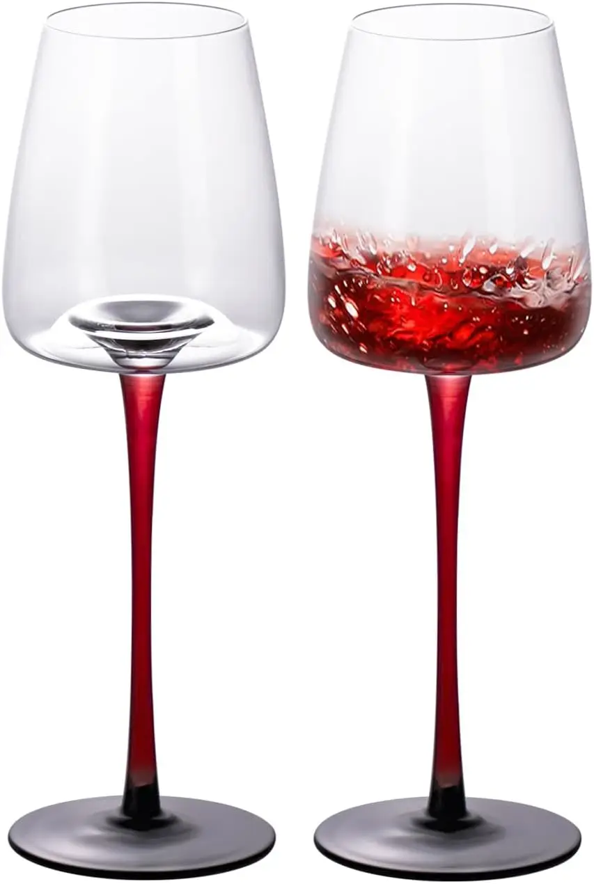 

Wine Glasses Set of 2, 12.17 oz Hand Blown Crystal Bordeaux Wine Glasses, Thin Rim & Long Stem, Perfect for Red & White,