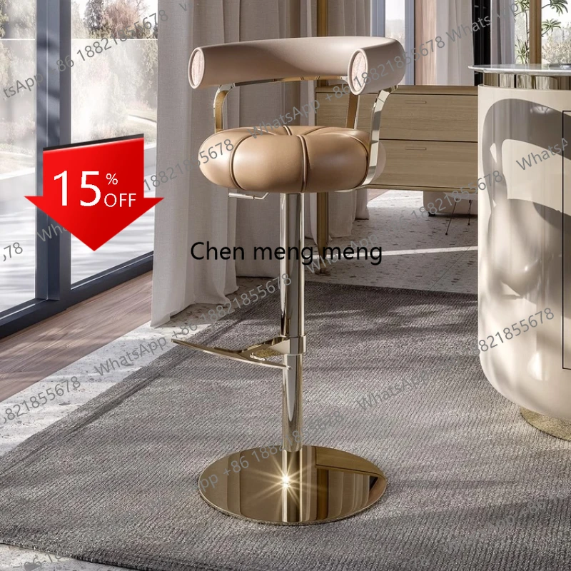 

Q181 Leather Balcony Bar Stools Nordic Swivel Reception Desks Bedroom With Back Bar Chairs Soft Comfortable Sillas Bar Furniture